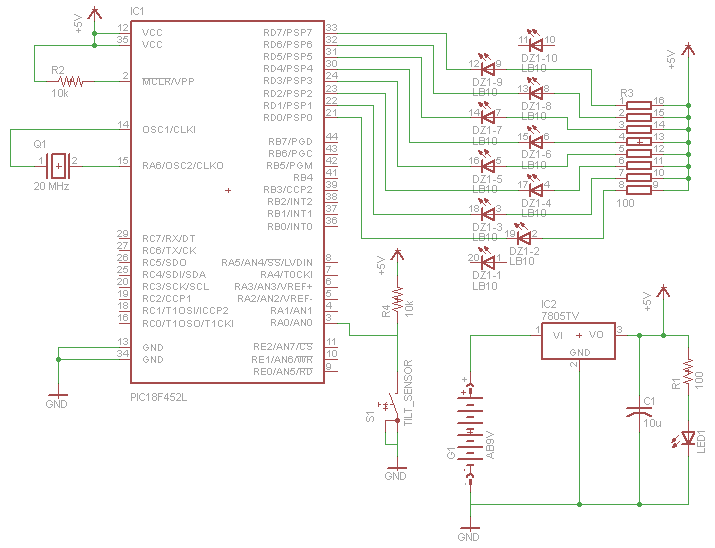Basic Tilt Sensor Tutorial Schematic PyroElectro News, Projects